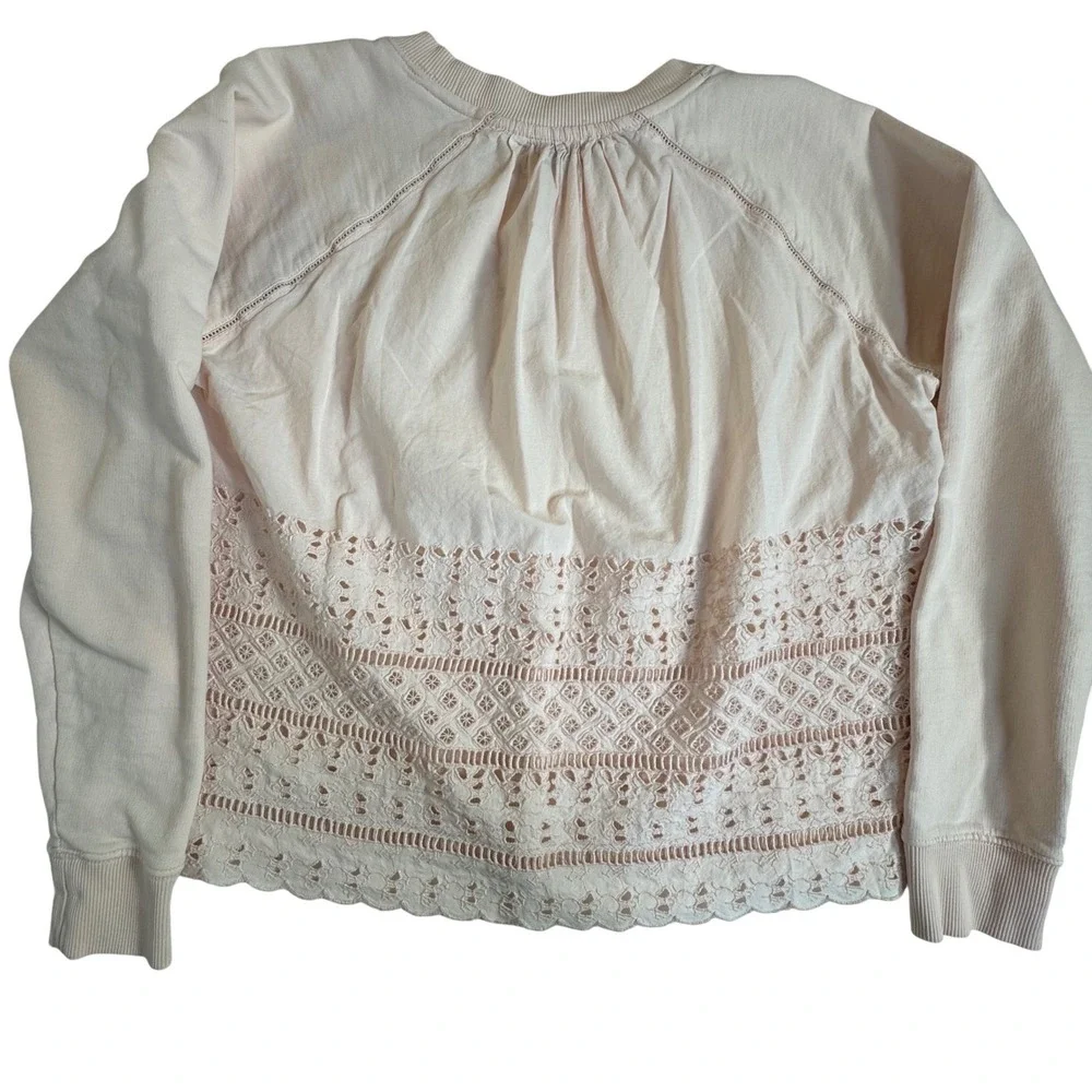 J.Crew Women's Small 100% Cotton Pale Pink Lace Hem Sweatshirt